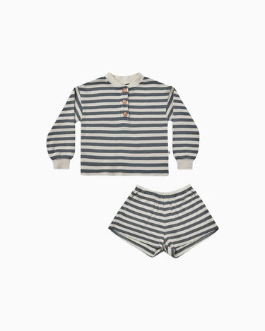 Rylee + Cru Waffle Knit Set, Navy Stripe